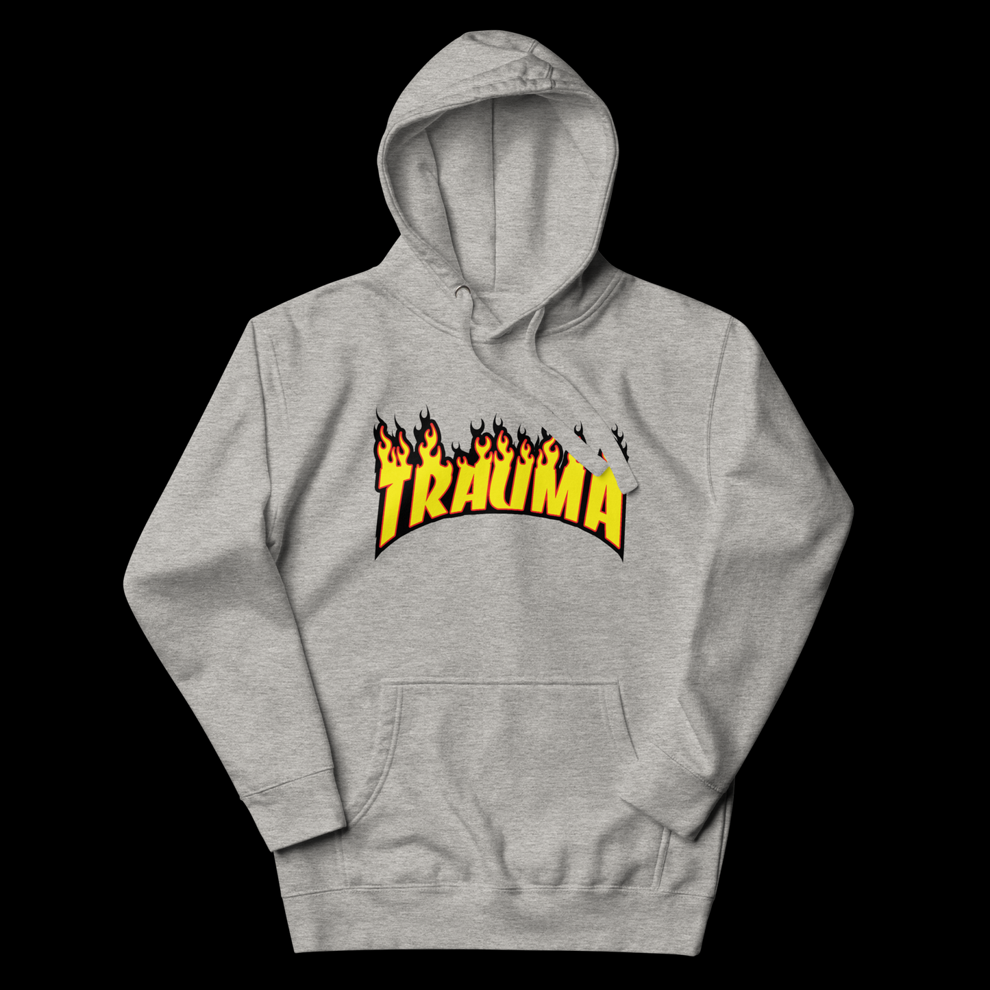 dripped carbon grey trauma hoodie