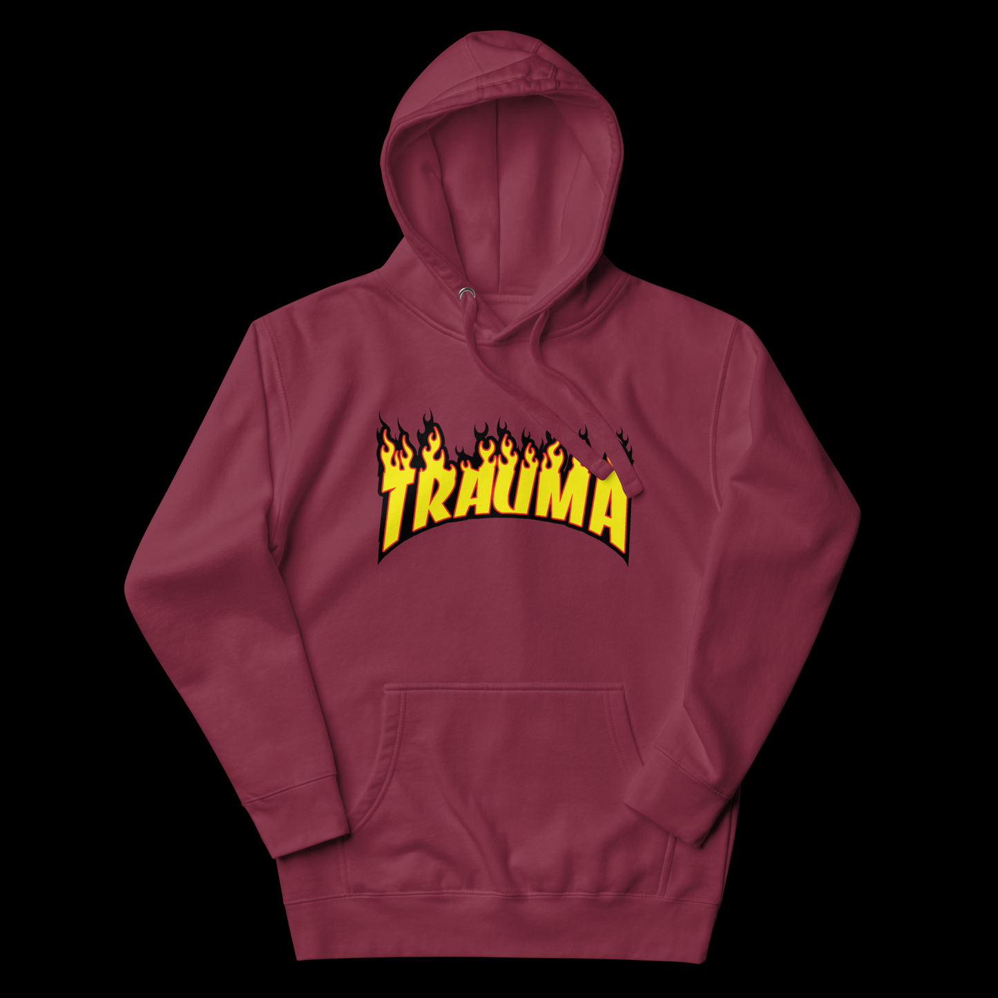 dripped maroon trauma hoodie