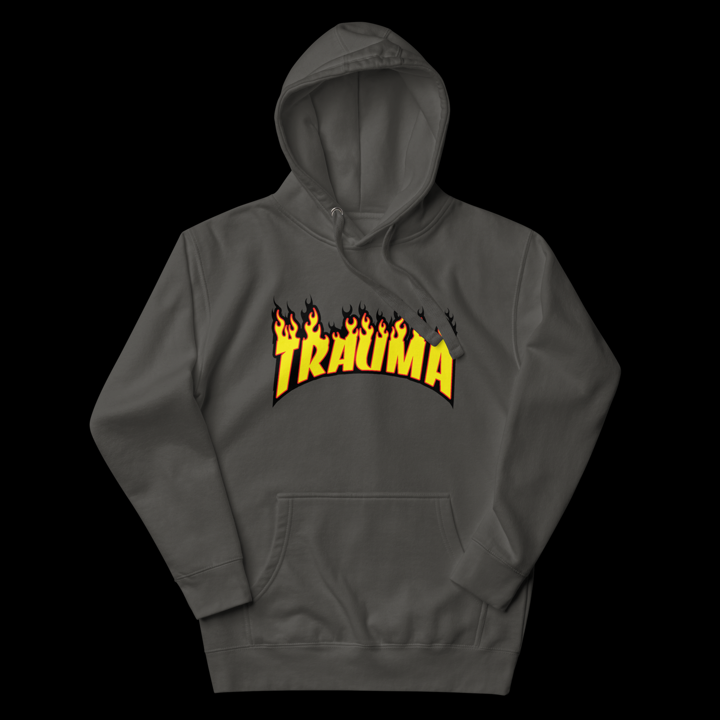 dripped vintage black trauma hoodie