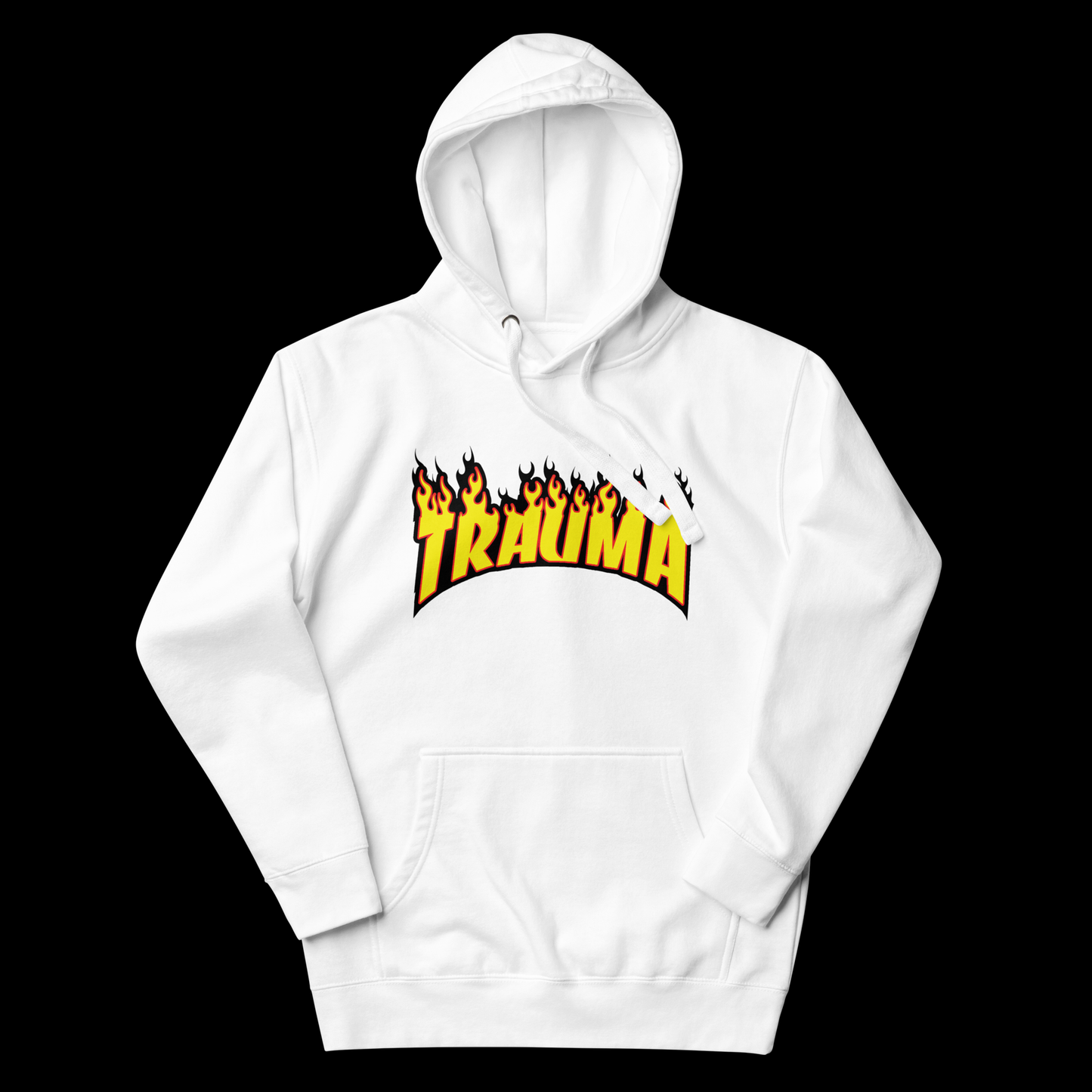 dripped white trauma hoodie
